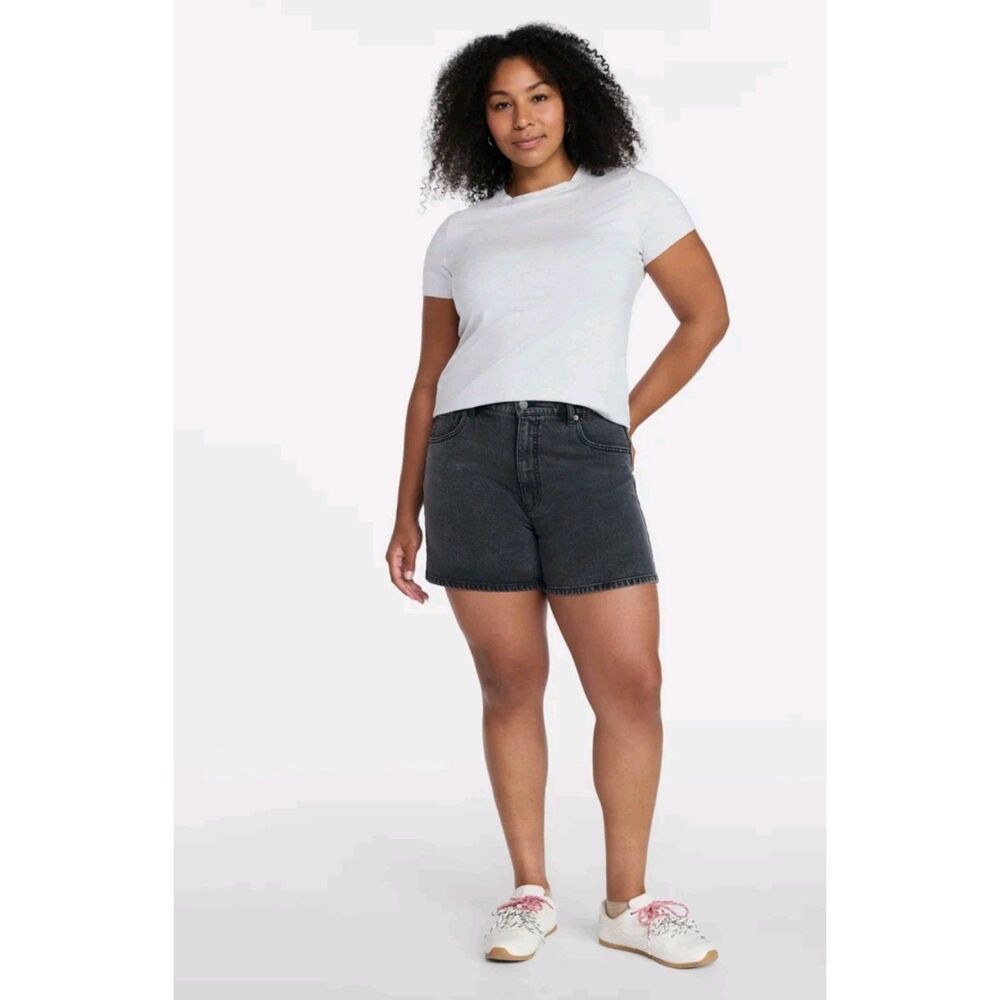 Time and tru Women's High Rise Denim Shorts,5 inseam, size 18 Washed Black color